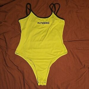 SHEIN Bright Yellow Bodysuit with Black Accents